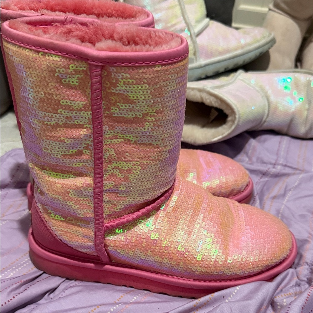Sparkling Pink Sequin Ugg Boots
